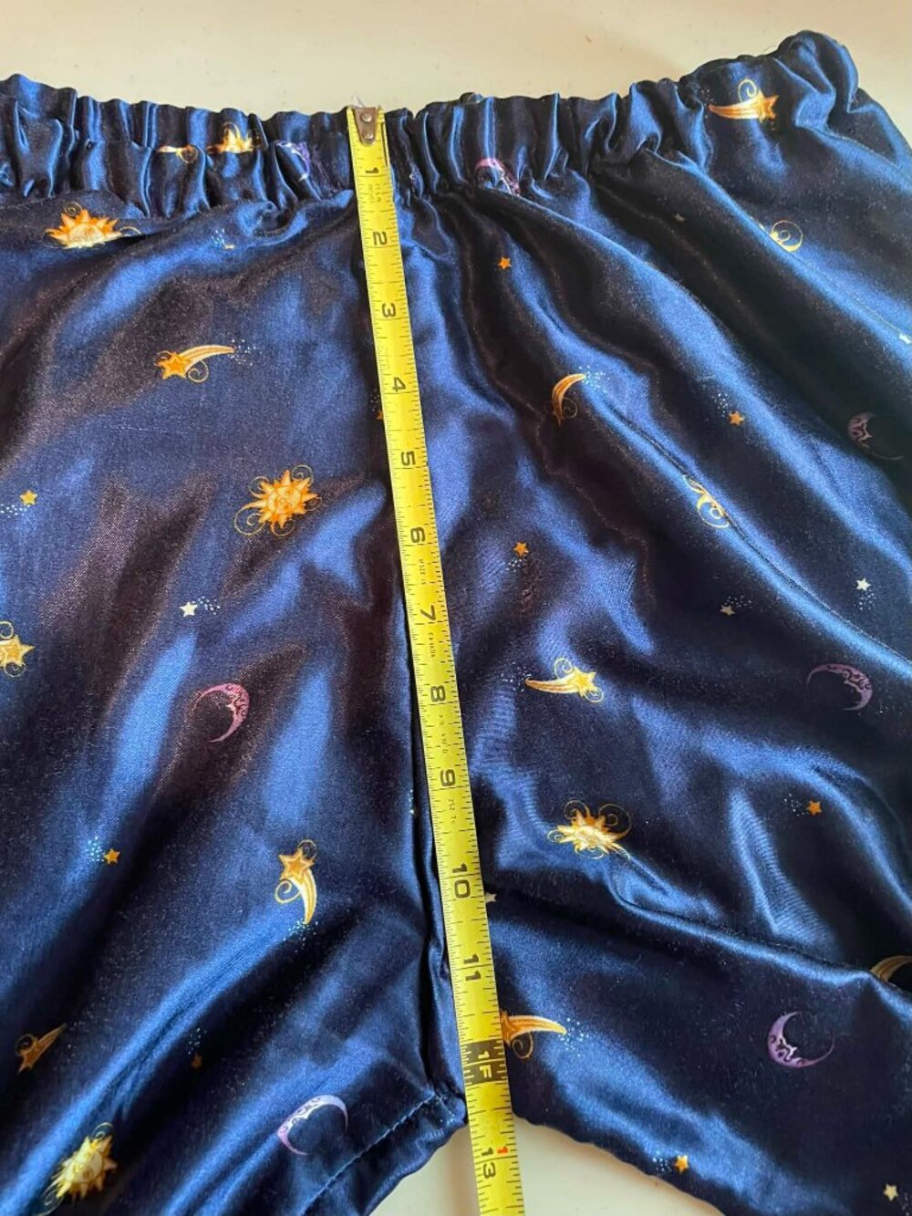 Vintage Celestial Moon Stars Satin Pajama Set Navy Blue gold Witchy W. Size 12 - Picture 11 of 14